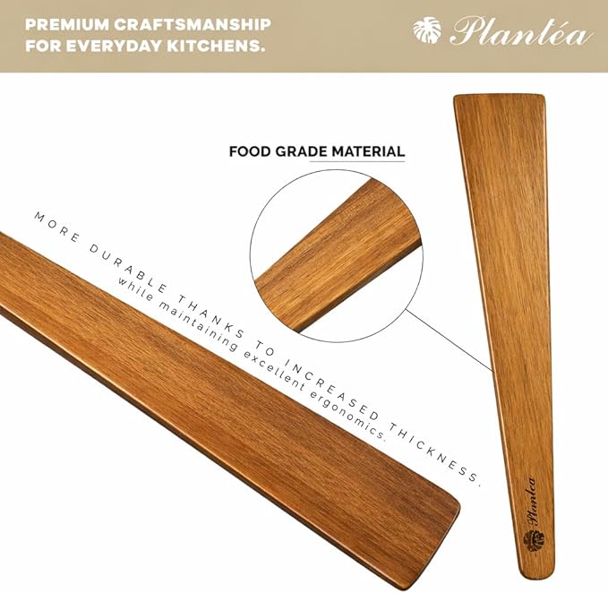 Wooden Spatula for Cooking Set of 2 – 12 Inch Acacia Wood Flat Spatula Turner & Flipper for Cast Iron, Eggs, Pancakes & Griddle