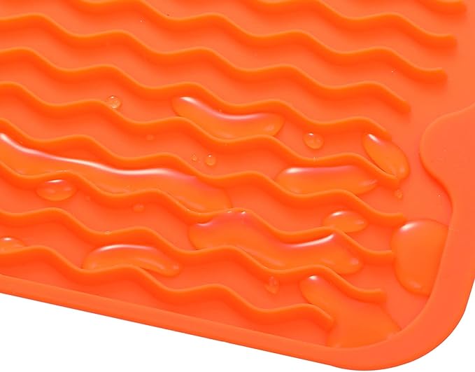 MicoYang Silicone Dish Drying Mat for Multiple Usage,Easy clean,Eco-friendly,Heat-resistant Silicone Mat for Kitchen Counter or Sink,Refrigerator or Drawer Liner Orange S 12 inches x 6 inches - Image 9