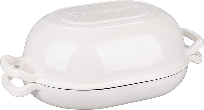 VORRINGARD Enameled Cast Iron Sourdough Bread Oven, Dutch Oven, Loaf Cast Iron Bread Pan for Homemade Bread Baking, Meatloaf Pan with Lid, 7QT, White - Image 9