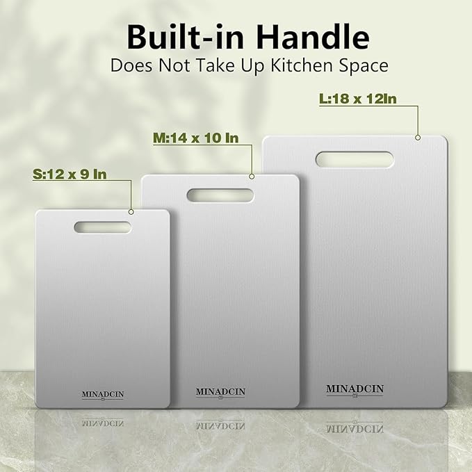 Titanium Cutting Boards For Kitchen, 100% Pure Cut Titanium Cutting Board, Food Grade Quality, Double-sided non-toxic, Easy To Clean, Dishwasher Safe And Will Not Absorb Odors(18L*10W)