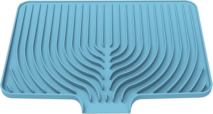 Dish Drying Mat for Kitchen Counter, with Built-in Drain Lip, Food-Grade Silicone, Easy Clean Pad for Countertop Protection, Multi-Functional Use (18x11.8, Light Blue) - Image 9