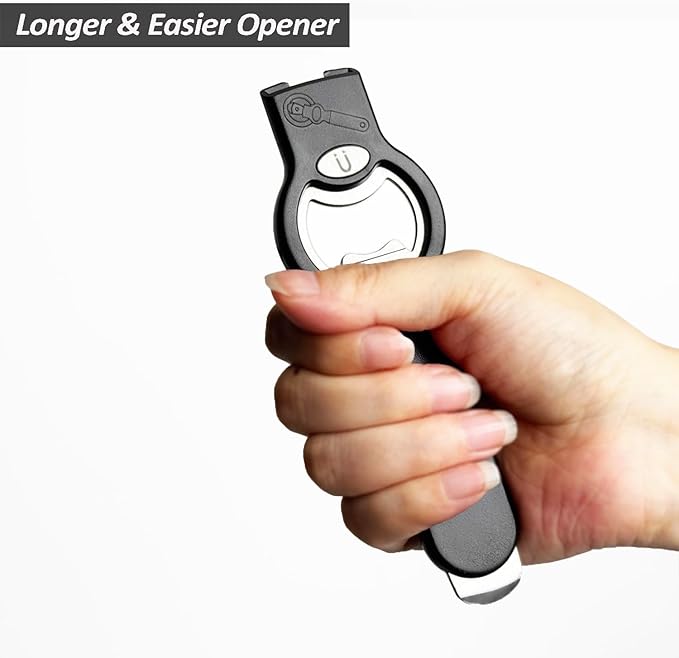 2-in-1 Magnetic Soda Can & Beer Bottle Opener-Dual Magnets for Fridge & Cap Catcher, Heavy Duty Stainless Steel, Perfect for Big Hands,Long nails, RV, Bartender, Gift for Father, Black, Openpro 1 Pack