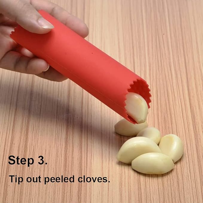 2 Set Silicone Garlic Peeler Easy Roller Tube Useful Garlic Odorfree Kitchen Tool (Red,Yellow) - Image 7