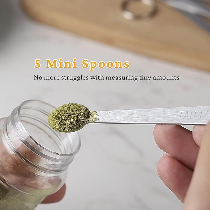28 Pcs Stainless Steel Measuring Spoons Set with Leveler, Metal Round & Rectangular Spoons plus 2-Pack Mini Spoon Sets for Precise Cooking and Baking, Standard Sizes with Clear Engraved Markings - Image 7