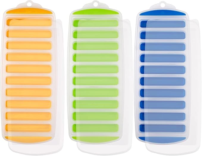 3 Pcs Long Ice Stick Tray Silicone with Lid,Water Bottle Ice Cube Tray with Easy Push and Pop Out Material, Ideal for Sports and Water Bottles