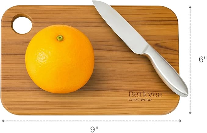 2 Pcs Berkvee Small Teak Wood Cutting Board for Kitchen– Mini Lightweight Wooden Cutting Board- BPA Free
