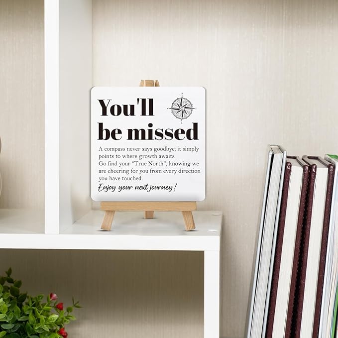 Farewell Gifts for Coworkers, Nautical Decor, Goodbye Going Away Gifts for Coworkers Women Men, You'll Be Missed Definition Compass Wood Sign with Easel Home Office Desk Shelf Table Decor - Image 5