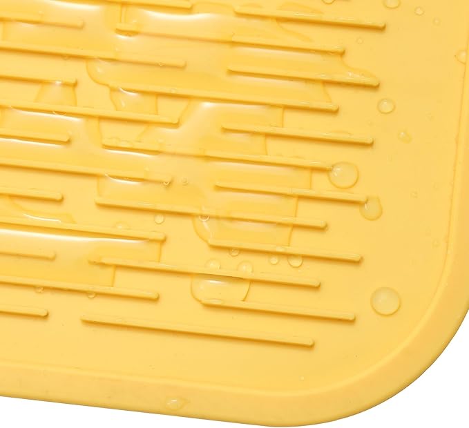 MicoYang Silicone Dish Drying Mat for Multiple Usage,Easy clean,Eco-friendly,Heat-resistant Silicone Mat for Kitchen Counter or Sink,Refrigerator or Drawer Liner Yellow 5XL 36inches x 18inches - Image 9