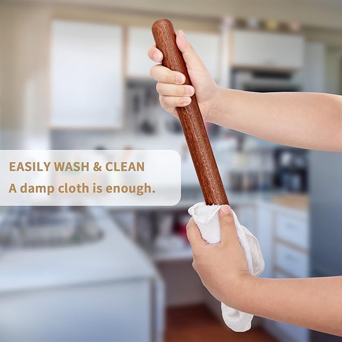 Aisoso French Rolling Pin, 17.7 Inches Wood Rolling Pin for Baking Extra Long Thickened, Classic Wooden Dough Roller for Fondant Pizza Pie Crust Cookie Pastry, Essential Kitchen Utensil, Brown - Image 7