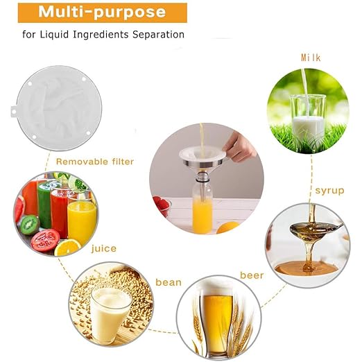 5-Inch Food Grade Stainless Steel Kitchen Funnel with 200 Mesh Food Filter Strainer for Transferring of Liquid Dry Ingredients and Metal Cooking Funnel - Image 7