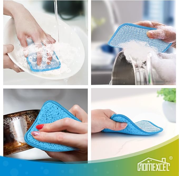 HOMEXCEL 12 Pack Scrub & Wipe Cloths, Scrub Sponges with Non-Scratch Wire Dishwashing Rag for Kitchen, All-Purpose Cloth for Dishes, Pots, Pans, Non-Stick Cookware, Countertops (Blue) - Image 7