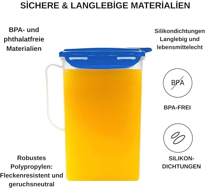 LocknLock Aqua Fridge Door Water Jug with Handle BPA Free Plastic Pitcher with Flip Top Lid Perfect for Making Teas and Juices, 3 Quarts, Blue - Image 7