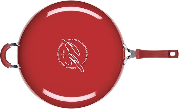 Rachael Ray Cook + Create Nonstick Frying Pan/Skillet with Helper Handle, 14 Inch - Red - Image 12