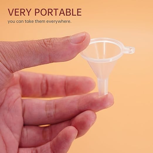 Mini Funnel 4-Pack for Lab Bottles, Sand Art, Perfume, Spice, Powder, Essential Oil, Recreational, Kitchen Food Grade Small Plastic (Clear)
