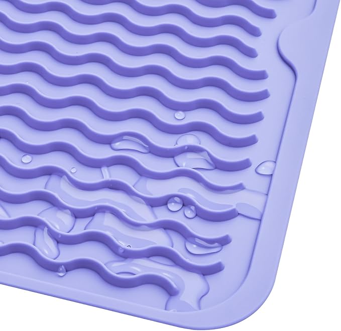MicoYang Silicone Dish Drying Mat for Multiple Usage,Easy clean,Eco-friendly,Heat-resistant Silicone Mat for Kitchen Counter or Sink,Refrigerator or Drawer liner Light Purple M 12 inches x 12 inches - Image 9
