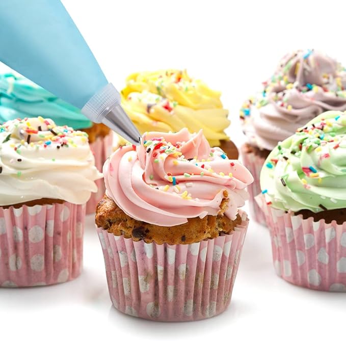 200Pcs Piping Bags and Tips Set, 12 Inch Pastry Bags, Cakes Decorating Kit Supplies, Icing Bags Disposable with 1 Reusable Piping Bags, 12 Frosting Tips, 2 Couplers, 2 Bag Ties - Image 7