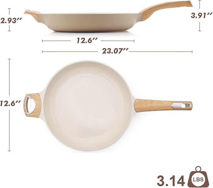 SENSARTE Ceramic Nonstick Frying Pan Skillet with Hot-resistant Handle 12.5Inch Large Non-toxic Healthy Kitchen Cooking Chef's Pan, Free of Intentionally Added PFOA/PFAS/PTFE, Induction Compatible - Image 7