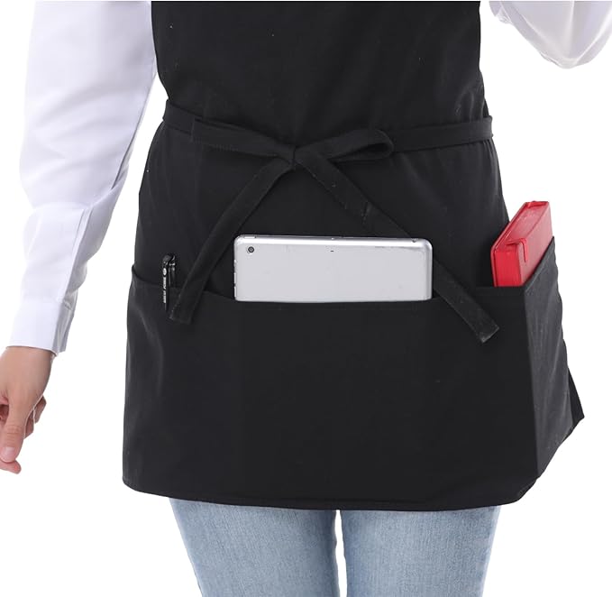 Aprons for Women with 3 Pockets, Server Apron, Aprons for Cooking, Chef Apron, Comfortable Material Adjustable