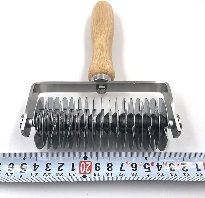 Stainless Steel Dough Lattice Roller Cutter with Wood Handle,Cookie Pie Dessert Pizza Bread Pastry Crust Roller Cutter