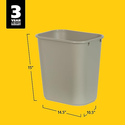 Rubbermaid Commercial Products Resin Wastebasket/Trash Can, 7-Gallon/28-Quart, Beige, Plastic, for Bedroom/Bathroom/Office, Fits Under Desk/Sink - Image 5
