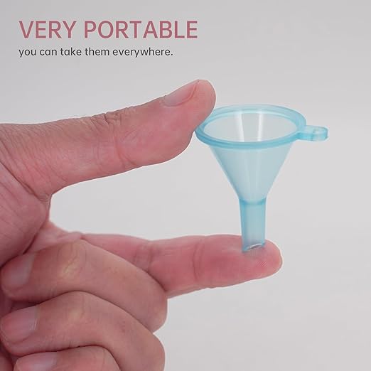Mini Funnel 4-Pack for Lab Bottles, Sand Art, Perfume, Spice, Powder, Essential Oil, Recreational, Kitchen Food Grade Small Plastic (Blue)