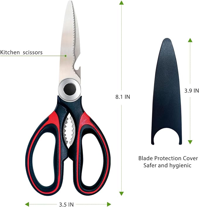 Kitchen Scissors 2 Pack Kitchen Shears All Purpose Heavy Duty Dishwasher Safe Multipurpose Utility Sharp Scissors for Food, Meat, poultry, Vegetable - Image 8