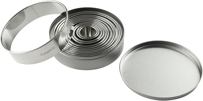 12 Piece Round Cookie Cutters Set, Donut Cutter Set, Stainless Steel Circle Fondant Molds For Dough Pastry Biscuits English Muffins