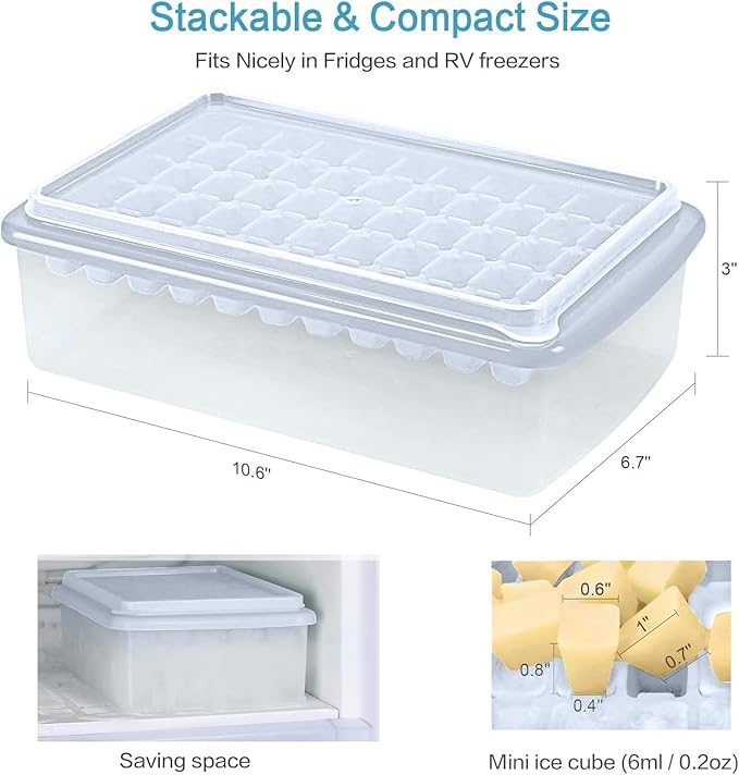 Ice Cube Maker Trays for Freezer with Lid and Storage Box, Easy Release 55 Mini Nugget Ice Cubes Tray with Cover, Ice Holder, Scooper, Flexible Durable Plastic Ice Mold & Bin, BPA Free 2 Pack - Image 5