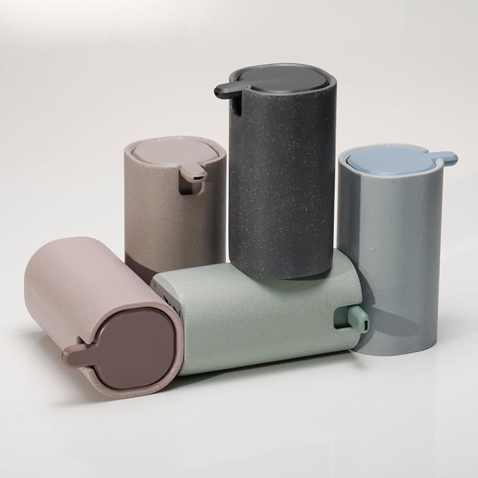 LINE+ARC Modern Easy-to-Press Soap Dispenser (Slate). No-Rust Cute Bathroom Gray Marble Kitchen Sink Ergonomic Liquid Lotion Shampoo Conditioner - Image 9