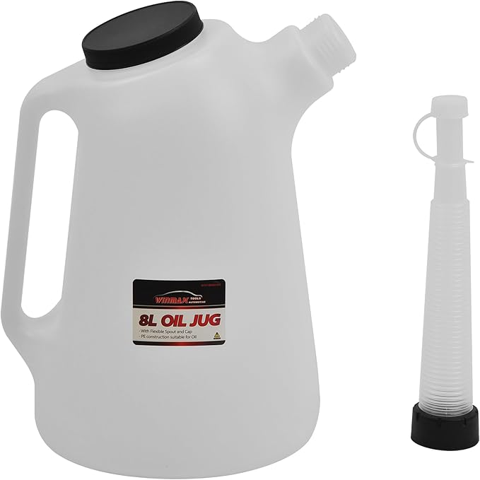 Oil Dispenser, 8 Quart, Translucent, Bottle with Spout Cap, Automotive Oil Container