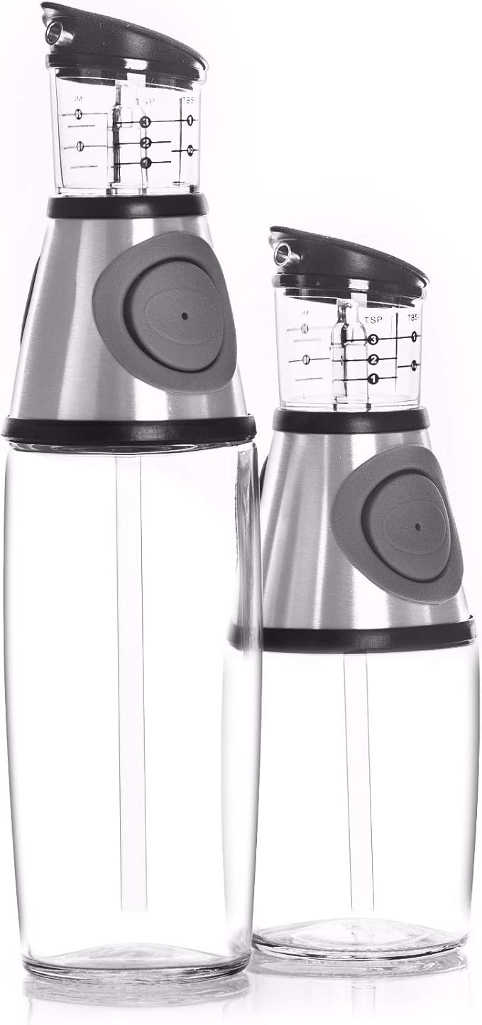Belwares Olive Oil Dispenser Bottle with Pump - Oil Dispenser for Kitchen, Glass Oil and Vinegar Dispenser Set, Measured Cruet for Cooking - Ideal Oil Bottles for Kitchen Gadgets & Gifts, 2 Pack - Image 9