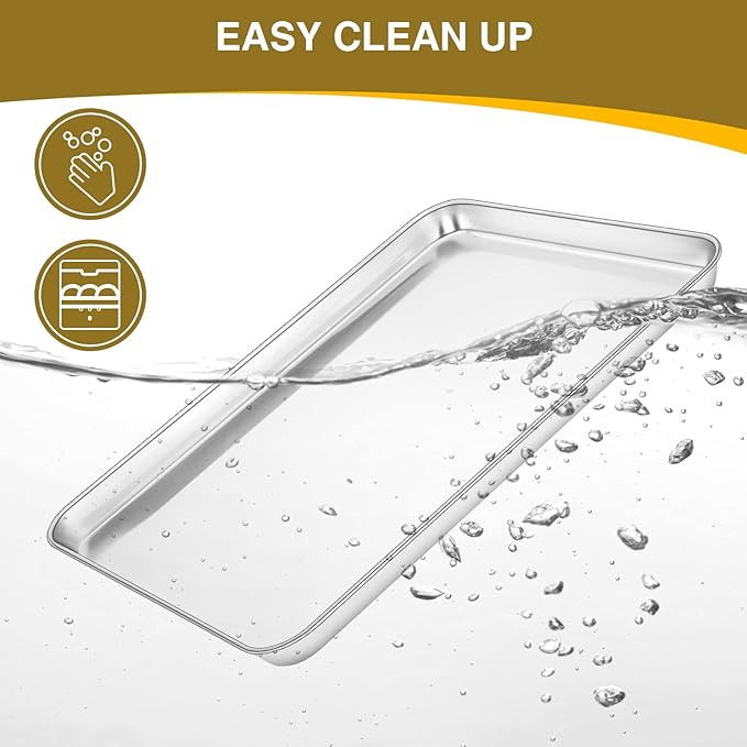 Wildone Baking Sheet with Rack Set (3 Pans + 3 Racks), Stainless Steel Baking Pan Cookie Sheet with Cooling Rack, Non Toxic & Heavy Duty & Easy Clean - Image 7