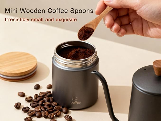 6 Piece Small Wooden Spoons Set - Premium Beech Wood Spoons in 3 Sizes (4.9", 5.9", 7.1") for Honey, Tea, Coffee, Multi-Purpose Mini Teaspoons Utensils for Ice Cream and Soup - Image 8