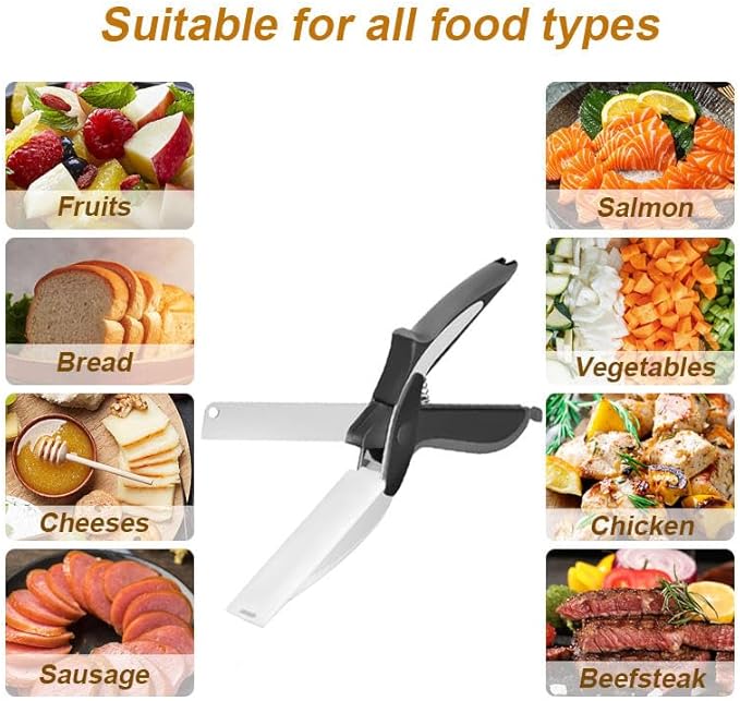 2 in 1 Kitchen Scissors for Food, Separable Stainless Steel Barbecue Steak Cutting Shears, Detachable Multi Function Kitchen Cutter for Vegetable Fruit & Meat