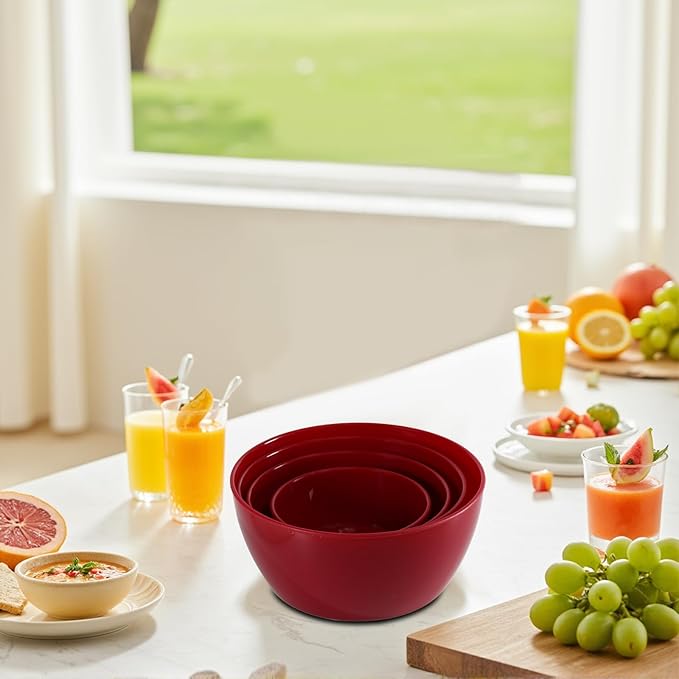 4-Piece Classic Plastic Prep Bowls with Lids, Nesting Plastic Small Mixing Bowl Set for Mixing, Baking, Prepping, Cooking and Serving Food, Microwave and Dishwasher Safe - Image 8