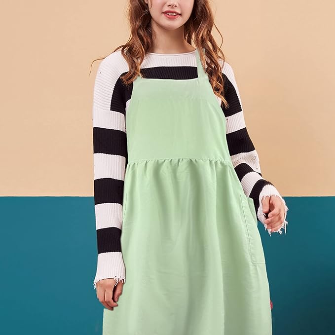Uaussi Cotton Linen Apron Cross Back Work Apron for Women with Pockets Pinafore Dress X Cross Halter Apron for Chef Gardening - Image 7