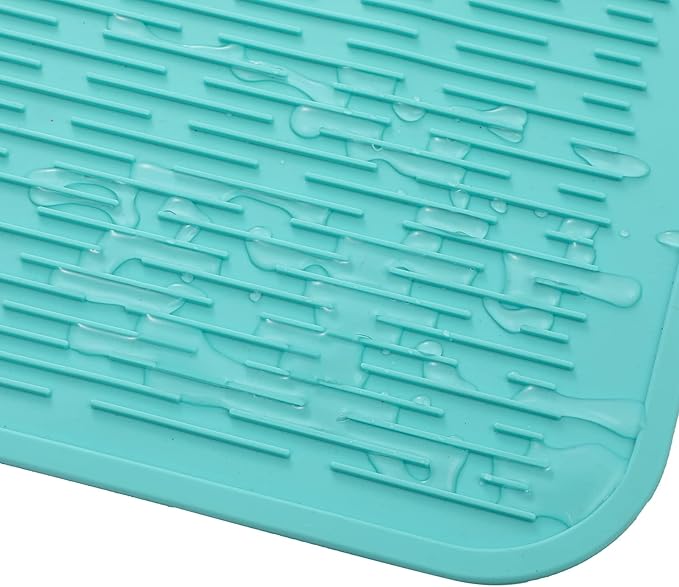 MicoYang Silicone Dish Drying Mat for Multiple Usage,Easy clean,Eco-friendly,Heat-resistant Silicone Mat for Kitchen Counter or Sink,Refrigerator or Drawer Liner Mint 4XL 32 inches x 18 inches - Image 9