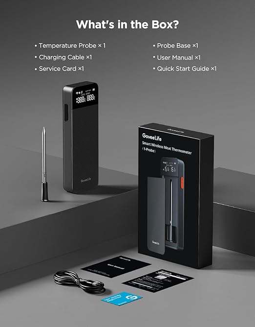 GoveeLife Smart Wireless Meat Thermometer with Bluetooth WiFi Ultra Range, Digital Oven Thermometer with Accuracy ±1.8°F, Charge Magnetic Base, Alarm, Kitchen Tools Suitable for BBQ, Grill, Smoker - Image 8