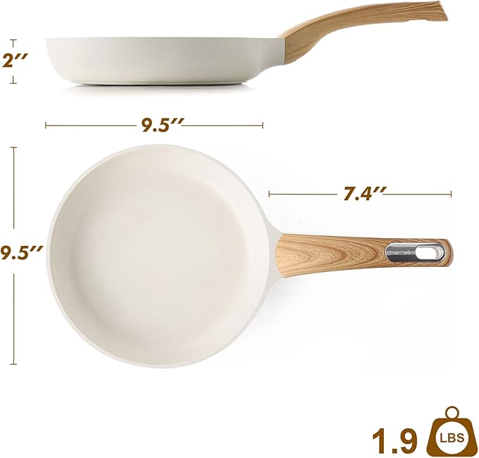 SENSARTE Ceramic Nonstick Frying Pan Skillet 9.5Inch Non Stick Omelette Pans, Non-toxic Healthy Kitchen Cooking Chef's Pan, Free of Intentionally Added PFOA/PFAS/PTFE, Induction Compatible, White - Image 7