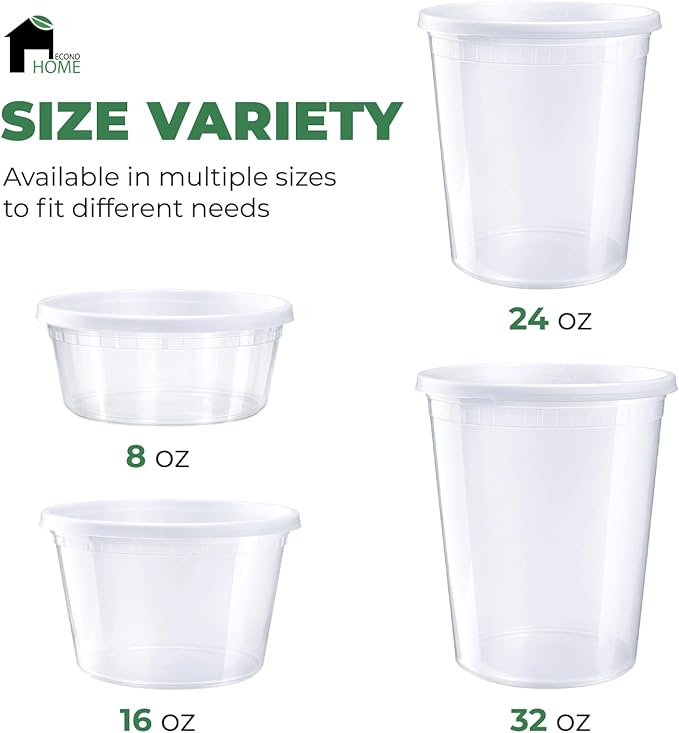 EconoHome Clear Deli Containers with Lids - 240-Pack, 16oz Plastic Containers with Lids for Food Storage, Meal Prep, Leftover, Restaurant Business, Takeout - Fridge, Microwave & Freezer-Safe - Image 7