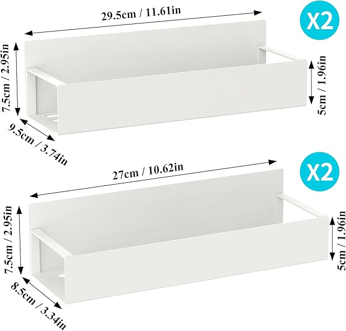 HuggieGems 4 Pack Magnetic Spice Storage Rack Organizer for Refrigerator and Oven, Cream White Fridge Organizers and Storage - Image 7