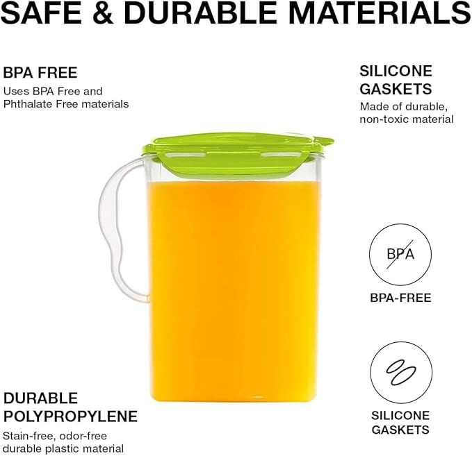 LocknLock Aqua Fridge Door Water Jug | Clear Pitcher | BPA Free Plastic Pitcher with Lid | 3 Quart Pitcher with Lid for Water, Juice, Tea & More Beverages, Green - Image 6