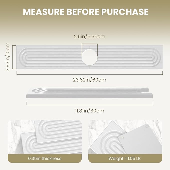 Premium Diatomite Stone Drying Mat for Kitchen Counter - Faucet Mat for Kitchen Sink, Sink Protector & Splash Guard, Quick-Dry Kitchen Sink Mat,Super Absorbent (White, 23.6" x 4") - Image 9