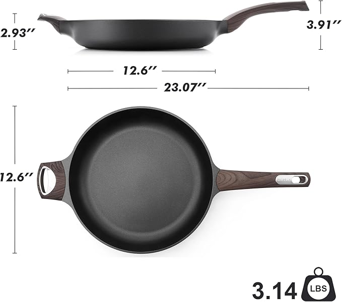 SENSARTE Nonstick Frying Pan Skillet 12.5Inch Large Non Stick Omelette Pans with Ergonomic Handle, Healthy Kitchen Cooking Chef's Pan, Free of Intentionally Added PFOA, Induction Compatible, Black - Image 7