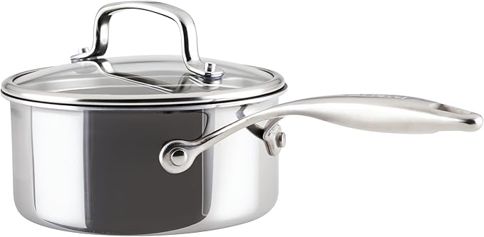 Circulon C1 Series Stainless Steel Plated Non-Stick Cookware with ScratchDefense Technology with Lid, Safe for Metal Utensils, 1.5 Litre, Polished Stainless Steel