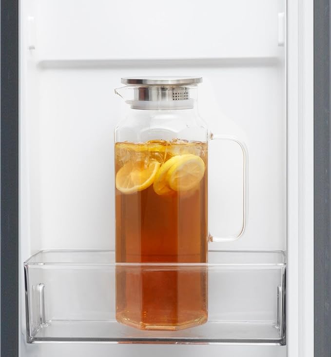 2 Pack 2 Liters/68 oz Octagon Glass Water Pitcher with Lid and Spout, Water Pitchers with Handle for Fridge, Borosilicate Glass Carafe for Hot/Cold Drink, Extra Large Jug for Iced Tea, Coffee.