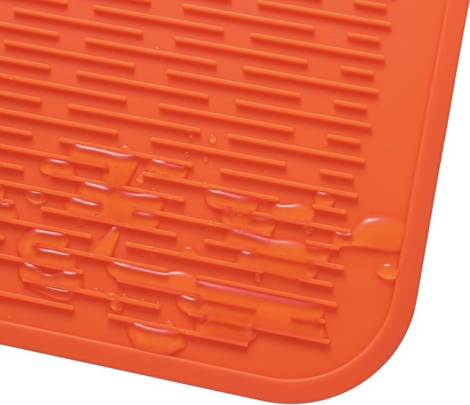 MicoYang Silicone Dish Drying Mat for Multiple Usage,Easy clean,Eco-friendly,Heat-resistant Silicone Mat for Kitchen Counter or Sink,Refrigerator or Drawer Liner Orange XL 18 inches x 16 inches - Image 9