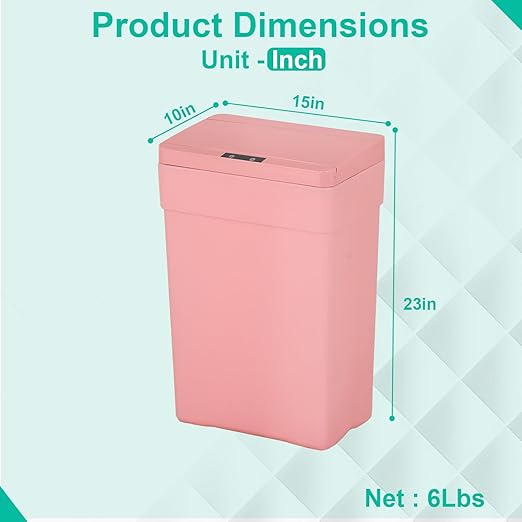 BestOffice 13 Gallon Trash Can Automatic Kitchen Trash Can Touch Free High-Capacity Garbage Can with Lid for Bedroom Bathroom Home Office 50 Liter (Black, 1) (3, Pink) - Image 7