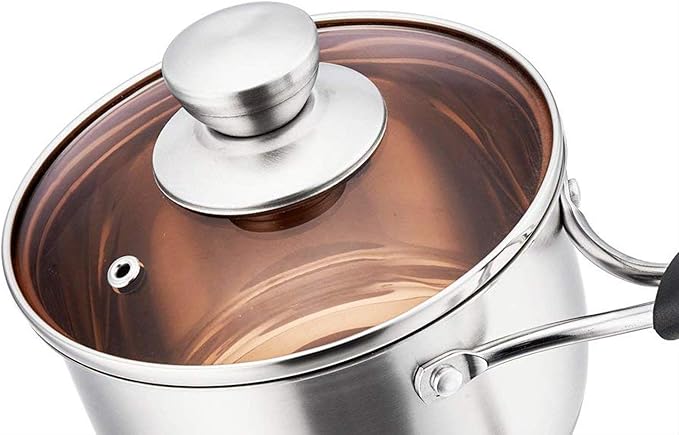 P&P CHEF 1 Quart Saucepan Small Pot, Stainless Steel Saucepan with Lid, Small Sauce Pan for Home Kitchen Restaurant Cooking, Visible Glass lid & Bakelite Heat-Proof Handles,Dishwasher Safe, 1 Pc - Image 8
