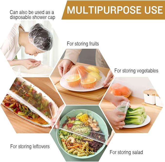 200PCS Plastic Elastic Bowl Covers Reusable,Food Storage Covers with Elastic Bowl Covers for Leftover, Plastic Covers for Bowls Fresh Keeping Bags for Family Outdoor Picnic (Regular) - Image 6